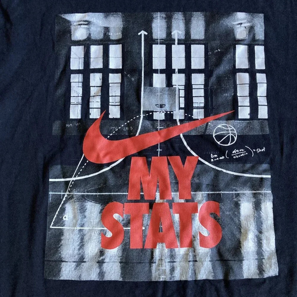 The Nike Tee Men's Black MY-STATS T-Shirt, Size Large , Short Sleeve, Dri-Fit - Picture 4 of 11